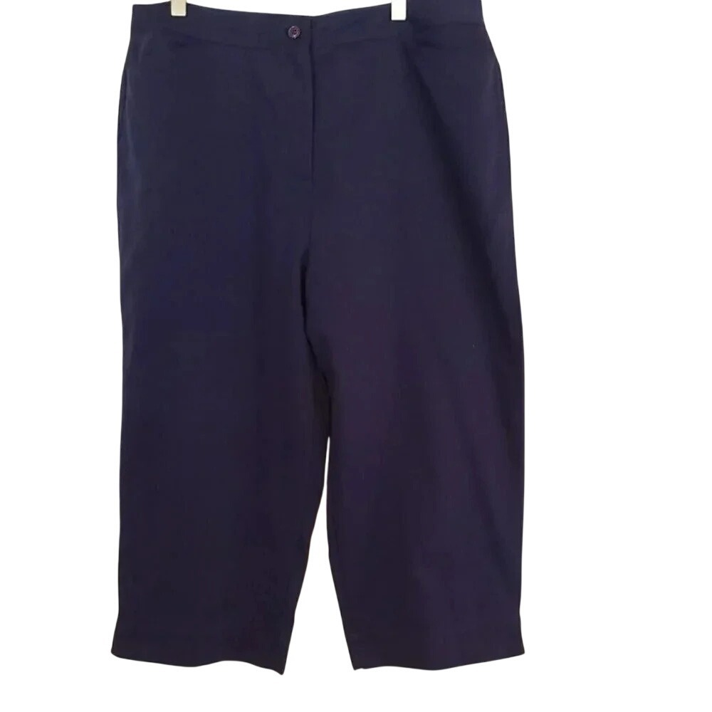 Architect Capri Pants 16 Navy Blue Cropped Side Slit Straight Leg Trousers